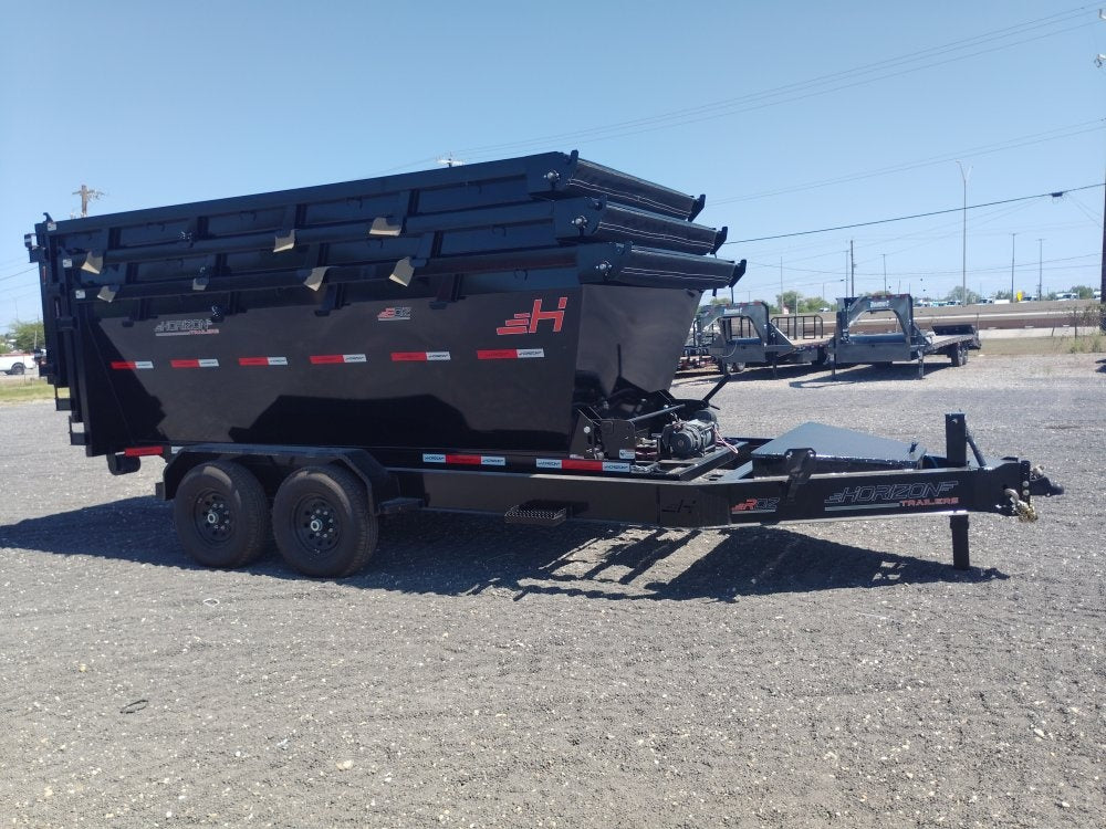 Horizon 14' RDZ BP Roll off Bundle (2) 7k Axles + 3 Bins w/ 4' Walls - Roll Off Packages - RO 14' Bumper Pull - TrailerSwap
