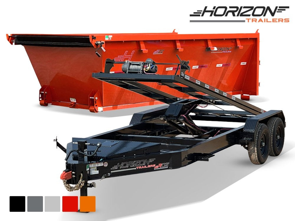 Horizon 14' RDZ BP Roll off Bundle (2) 7k Axles + Bin 4' Walls - Roll Off Packages - RO 14' Bumper Pull - Stryker Dealership Group