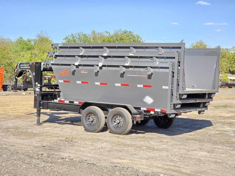 Horizon 14' RDZ GN Roll off Bundle (2) 7k Axles + 3 Bins w/ 4' Walls - Roll Off Packages - RO 14' Gooseneck - TrailerSwap