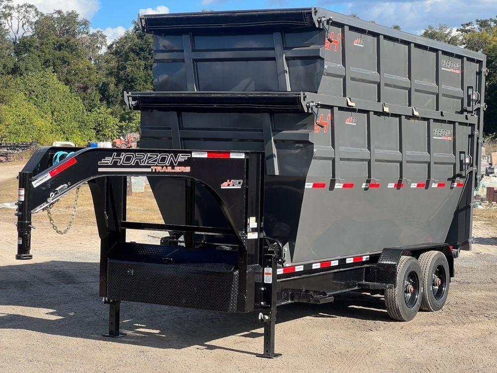 Horizon 16' HRD GN Roll off Bundle (2) 10k Axles + 2 Bins w/ 6' Walls - Roll Off Packages - RO 16' Gooseneck - TrailerSwap