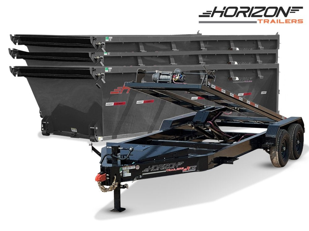 Horizon 16' RDZ BP Roll off Bundle (2) 7k Axles + 3 Bins w/ 4' Walls - Roll Off Packages/RO 16' Bumper Pull - Stryker Dealership Group