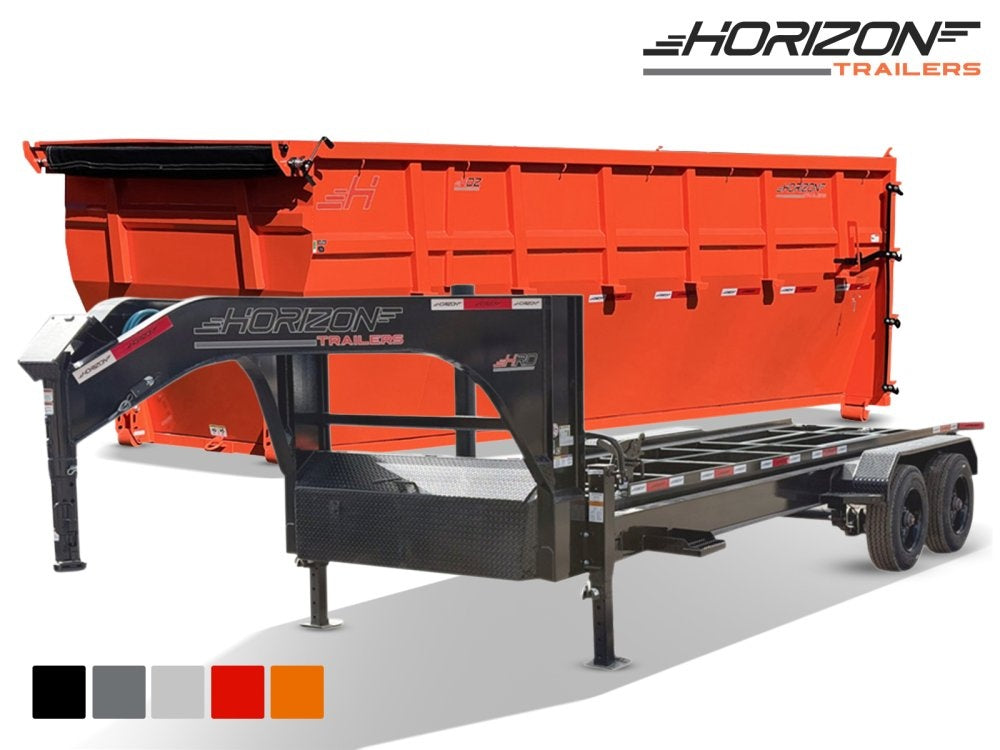 Horizon 20' HRD GN Roll off Bundle (2) 10k Axles + Bin 6' Walls - Roll Off Packages - RO 20' Gooseneck - Stryker Dealership Group