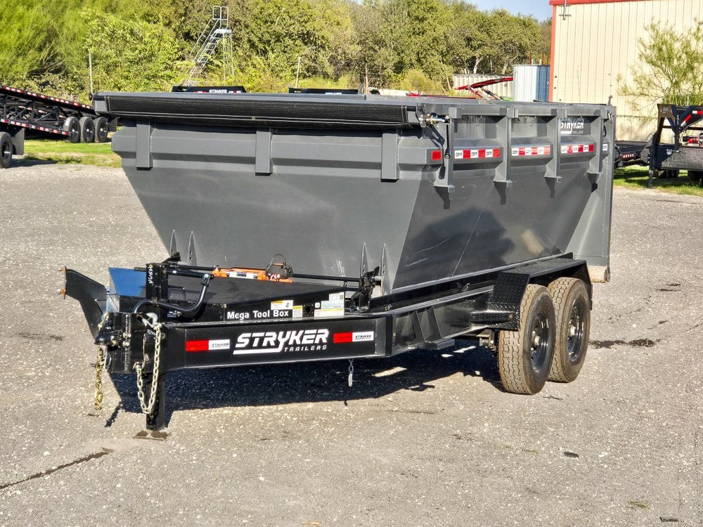 Stryker 14' BP Roll off Bundle (2) 7k Axles + 1 Bin w/ 4' Walls - Roll Off Packages - RO 14' Bumper Pull - TrailerSwap