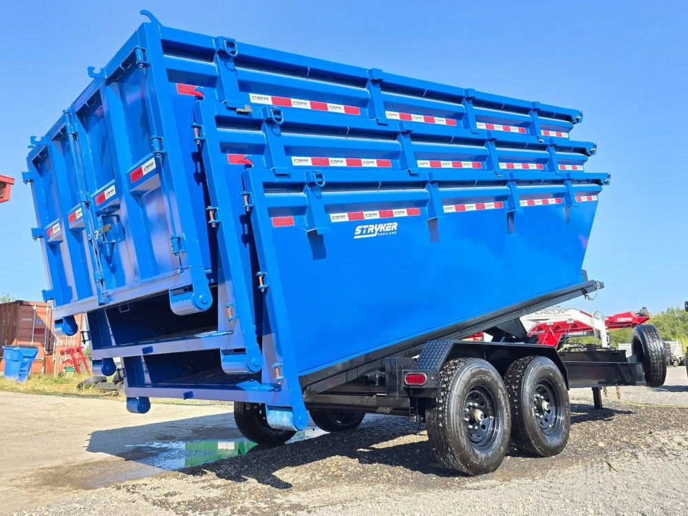 Stryker 14' BP Roll off Bundle (2) 7k Axles + 3 Bins w/ 4' Walls - Roll Off Packages - RO 14' Bumper Pull - TrailerSwap