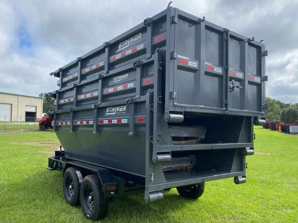 Stryker 14' BP Roll off Bundle (2) 7k Axles + 3 Bins w/ 4' Walls - Roll Off Packages - RO 14' Bumper Pull - TrailerSwap