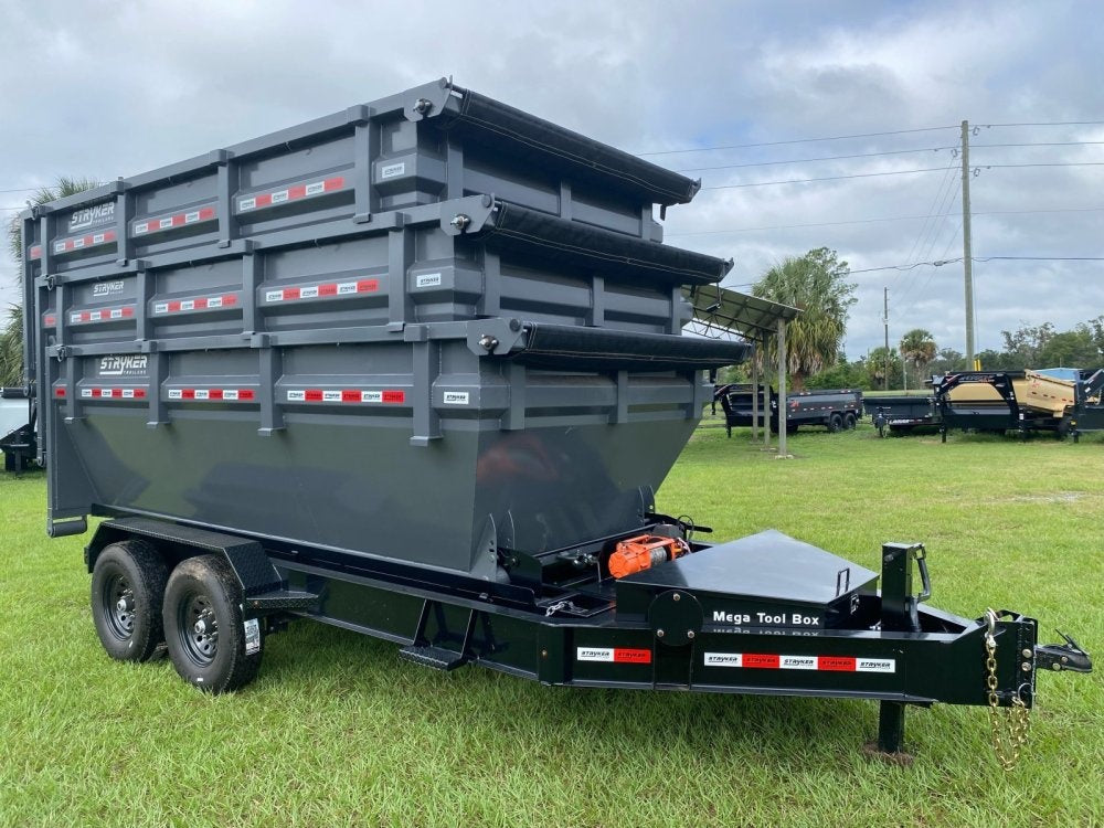 Stryker 14' BP Roll off Bundle (2) 7k Axles + 3 Bins w/ 4' Walls - Roll Off Packages - RO 14' Bumper Pull - TrailerSwap
