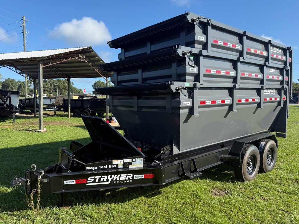 Stryker 14' BP Roll off Bundle (2) 7k Axles + 3 Bins w/ 4' Walls - Roll Off Packages/RO 14' Bumper Pull - Stryker Dealership Group