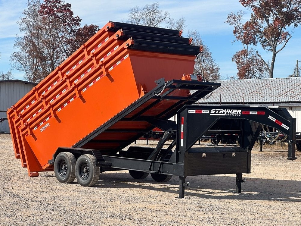 Stryker 14' GN Roll off Bundle (2) 7k Axles + 3 Bins w/ 4' Walls - Roll Off Packages - RO 14' Gooseneck - TrailerSwap
