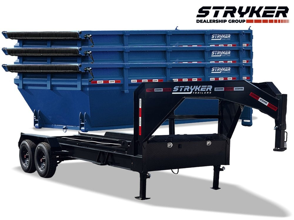 Stryker 16' GN Roll off Bundle (2) 8k Axles + 3 Bins w/ 4' Walls - Roll Off Packages/RO 16' Gooseneck - Stryker Dealership Group