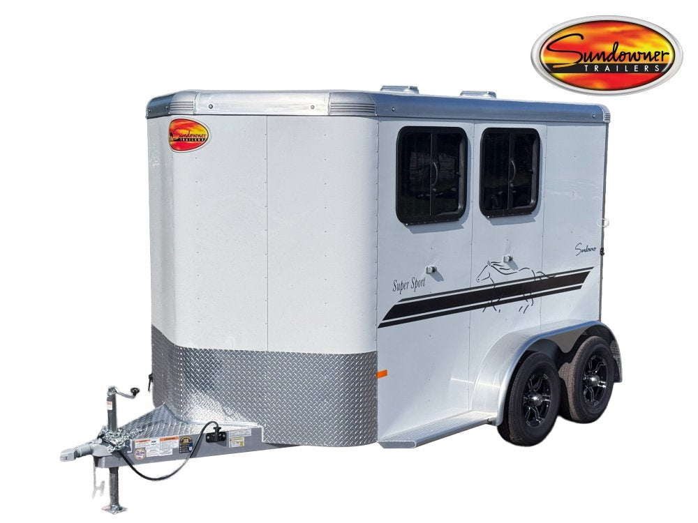 Sundowner 2 Horse Super Sport - White - Porch Lights - 2 Horse - Horse Trailers - TrailerSwap
