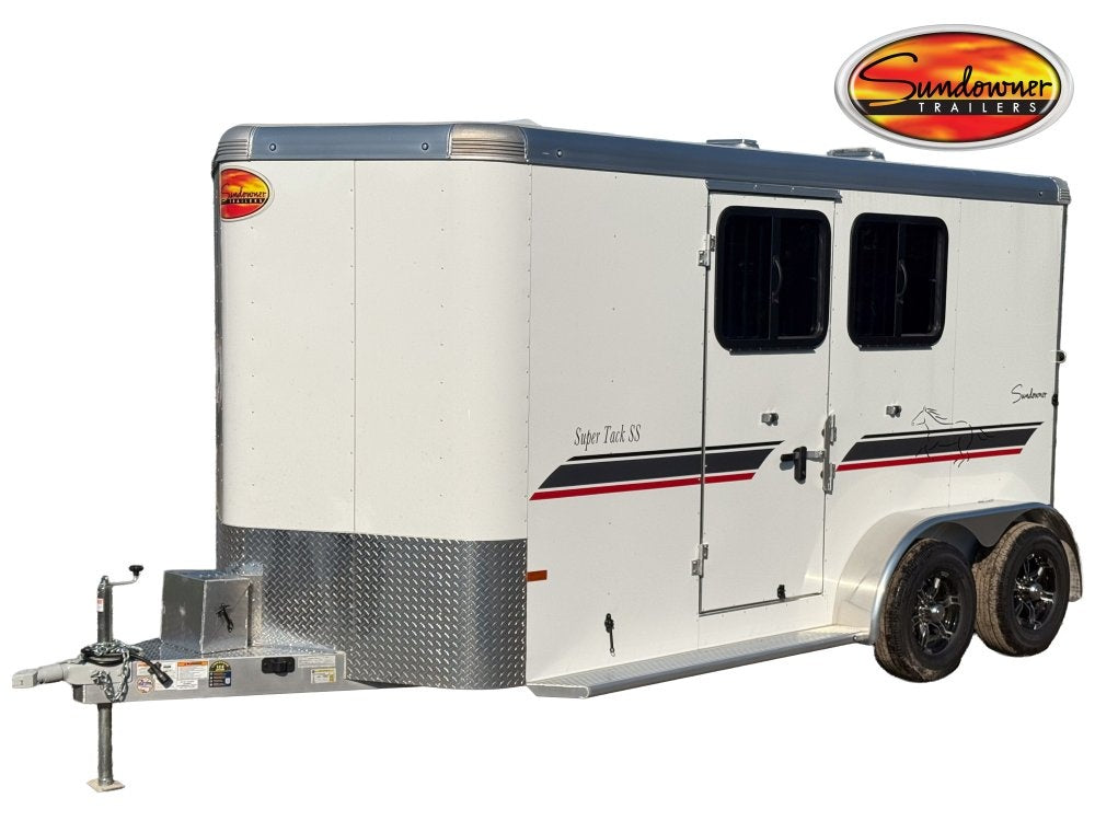 Sundowner 2 Horse Super Tack - White - Porch Lights - 2 Horse - Horse Trailers - TrailerSwap
