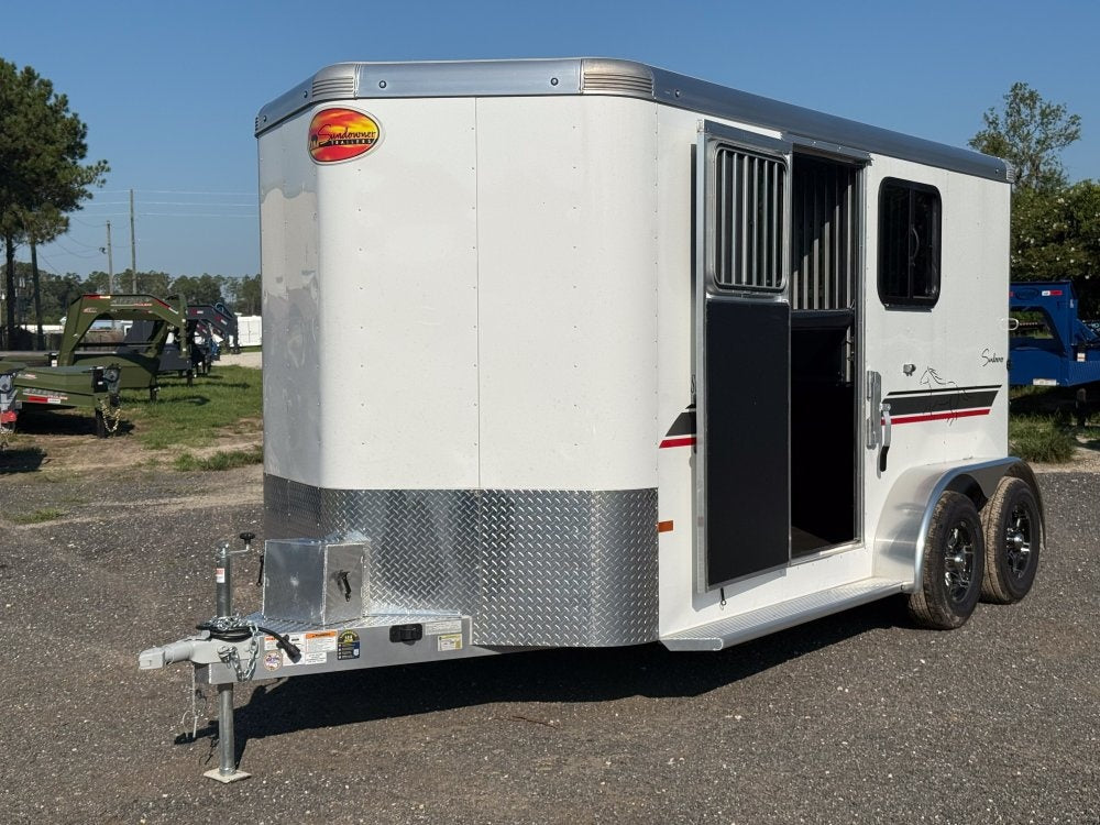 Sundowner 2 Horse Super Tack - White - Porch Lights - 2 Horse - Horse Trailers - TrailerSwap