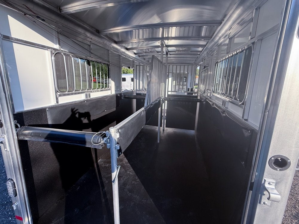 Sundowner Charter SE 2+1 Gooseneck Straight Load - White w/Stainless Nose (2) 5,200lb Axles - Side R - 2 Horse - Horse Trailers - TrailerSwap