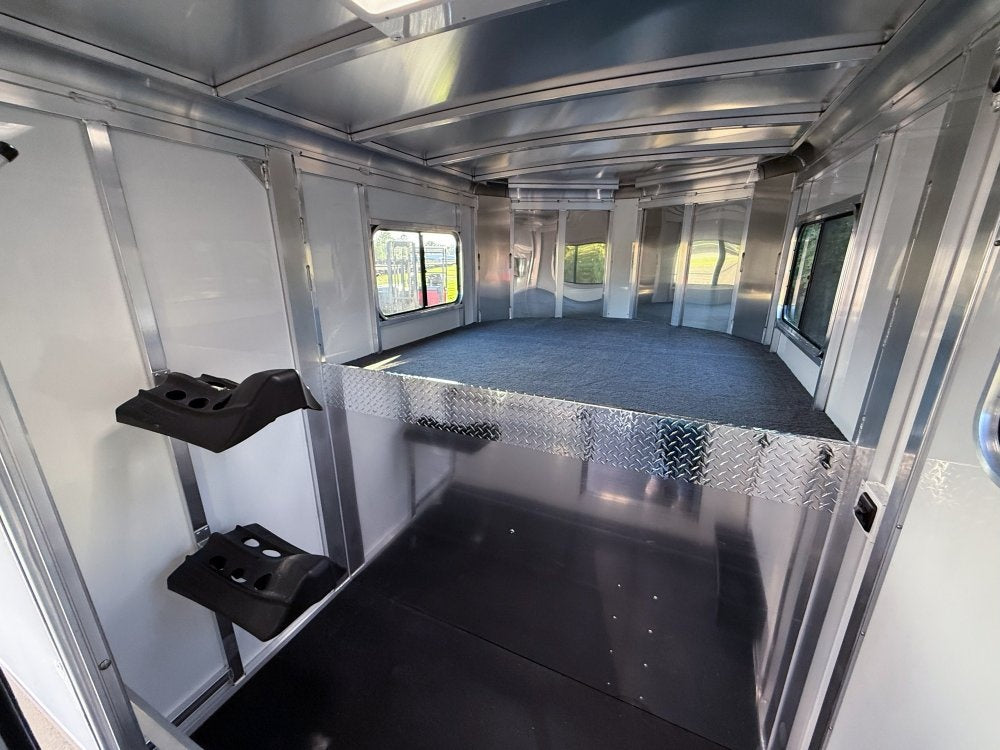 Sundowner Charter SE 2+1 Gooseneck Straight Load - White w/Stainless Nose (2) 5,200lb Axles - Side R - 2 Horse - Horse Trailers - TrailerSwap