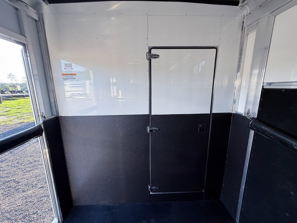 Sundowner Charter SE 2+1 Gooseneck Straight Load - White w/Stainless Nose (2) 5,200lb Axles - Side R - 2 Horse - Horse Trailers - TrailerSwap