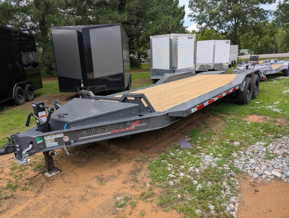 22' Horizon EHZ Bumper Pull Equipment Trailer Drive Over Fenders Mega Ramps - (2) 8K Axles 11432