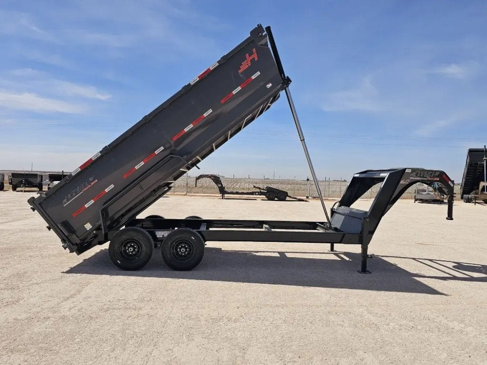 16' Horizon LZ7 Gooseneck Dump Trailer 42" Side Walls Telescopic Lift - (2) 7K Axles 15705