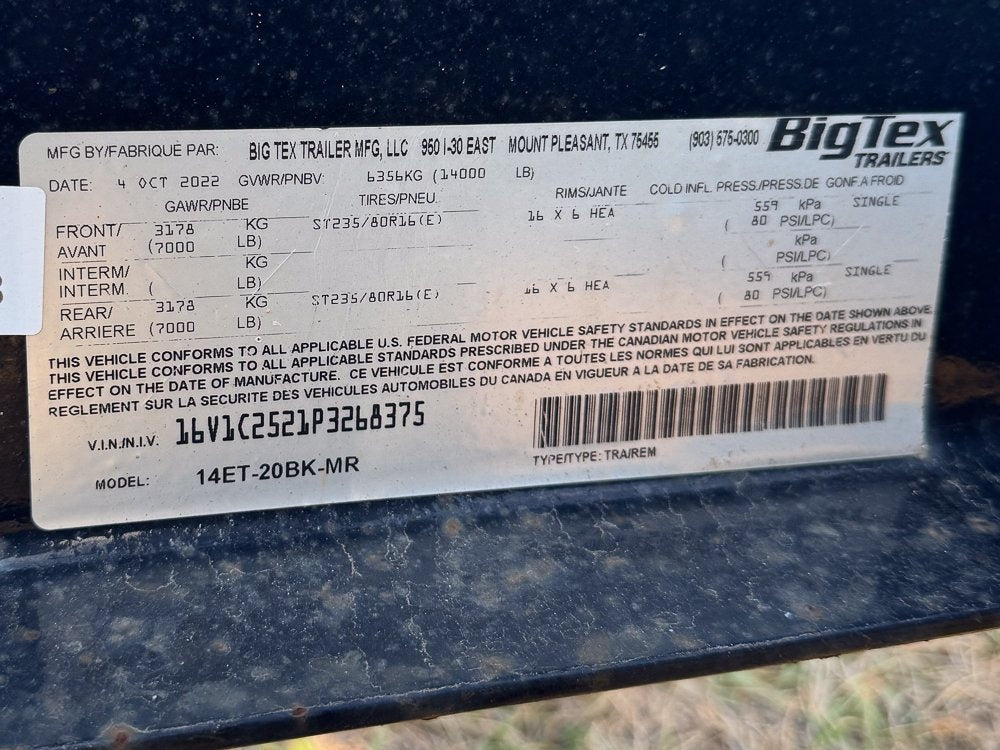 20' x 7' Big Tex Equipment Trailers 268375