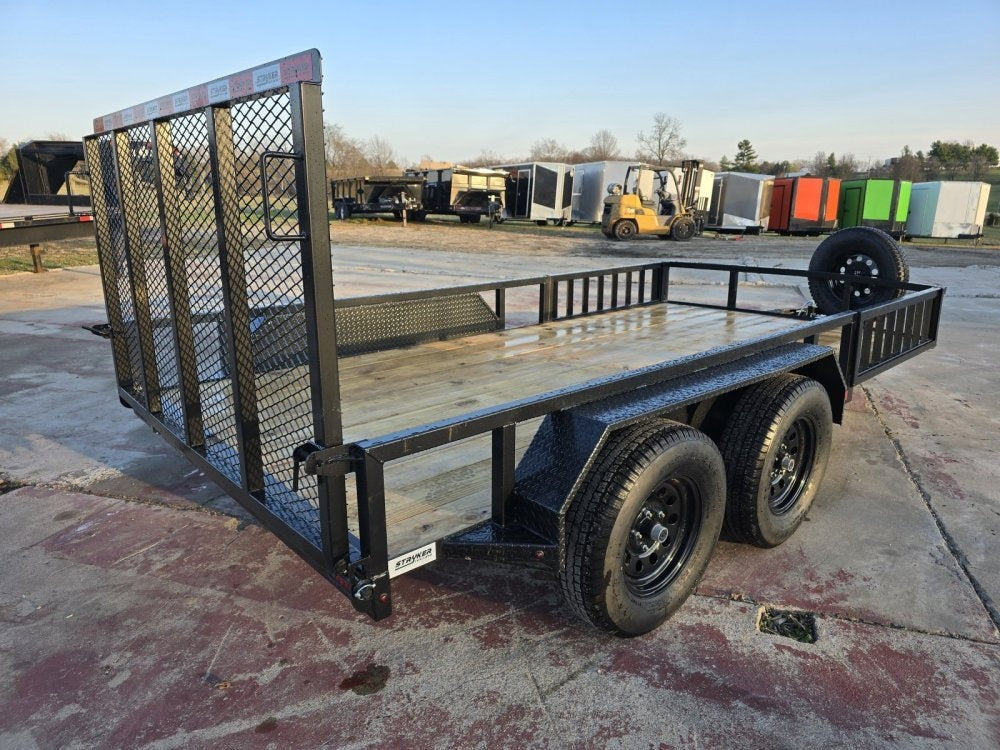 14' Utility Trailer (2) 3.5K Axles, 77" Wide, Side Ramps and 4' Gate 4071