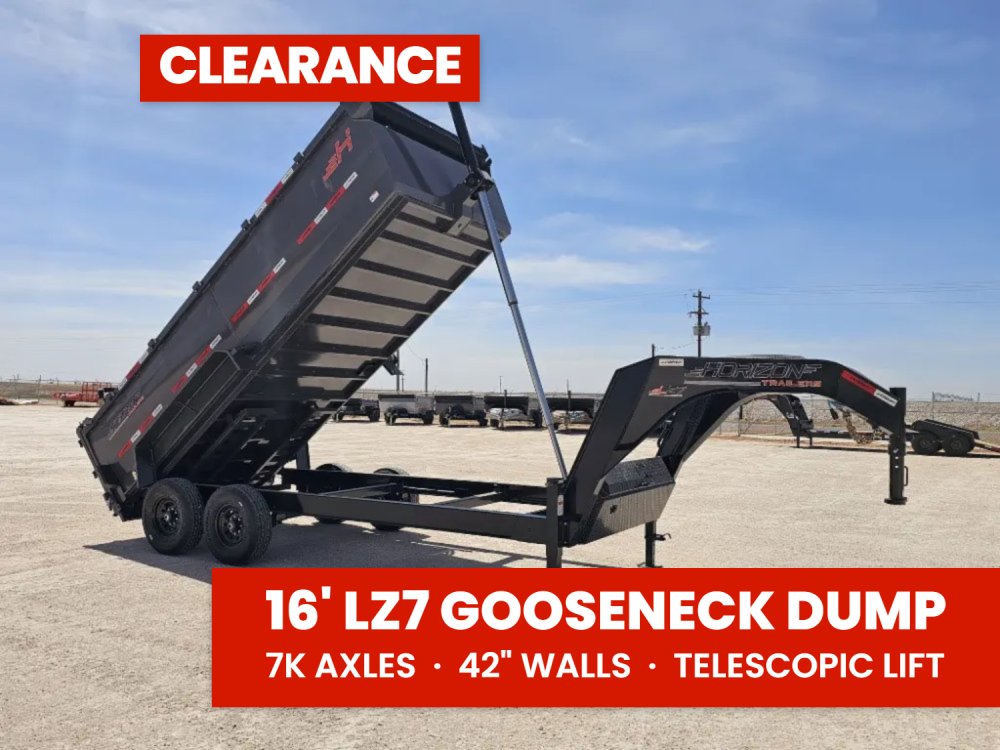 16' Horizon LZ7 Gooseneck Dump Trailer 42" Side Walls Telescopic Lift - (2) 7K Axles 15705