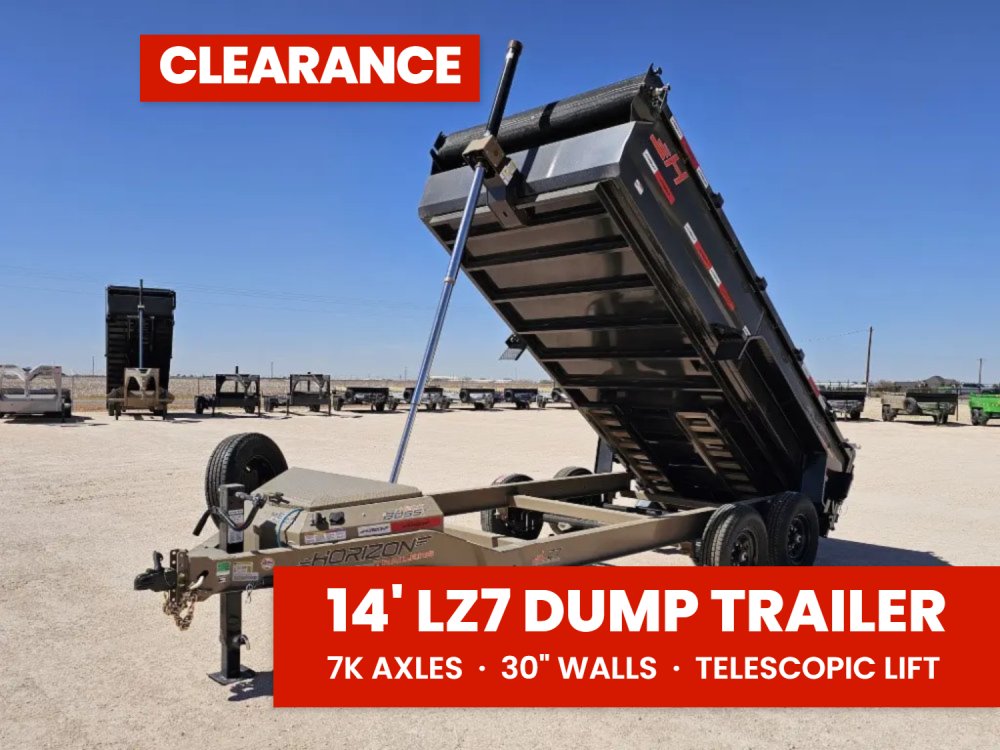 14' Horizon LZ7 Bumper Pull Dump Trailer 30" Side Walls - (2) 7K Axles 15888