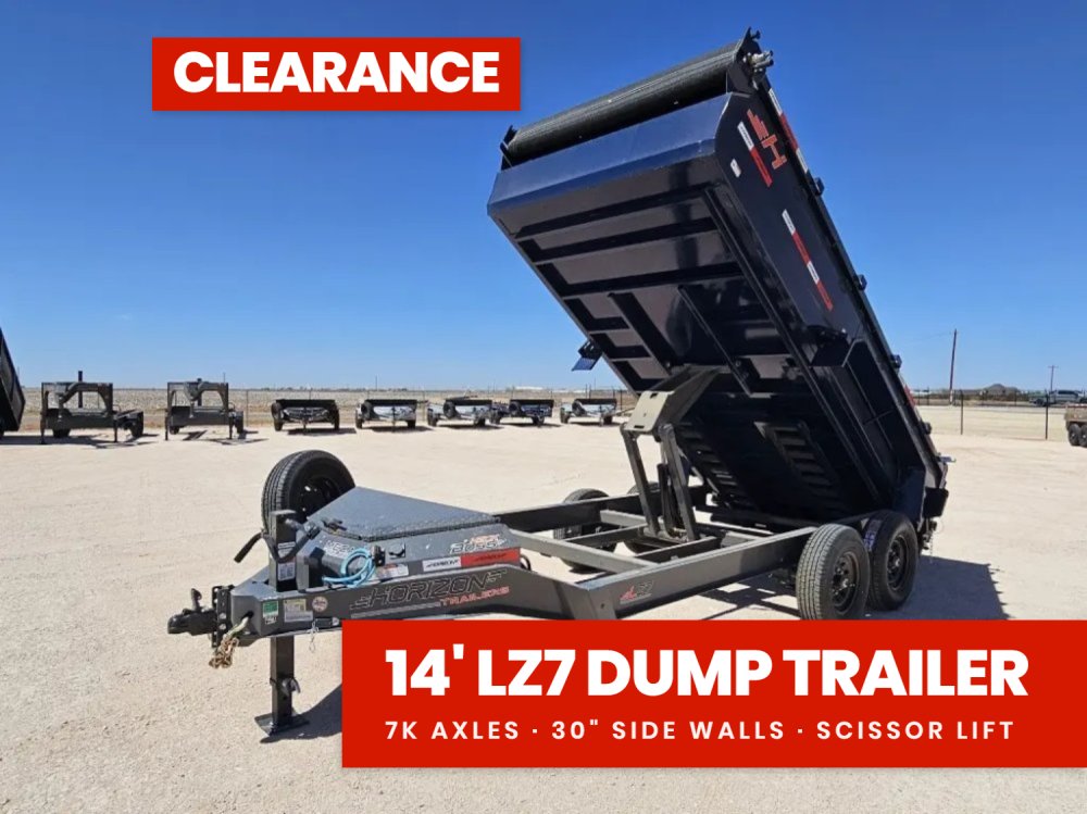 14' Horizon LZ7 Bumper Pull Dump Trailer 30" Side Walls - (2) 7K Axles 15939