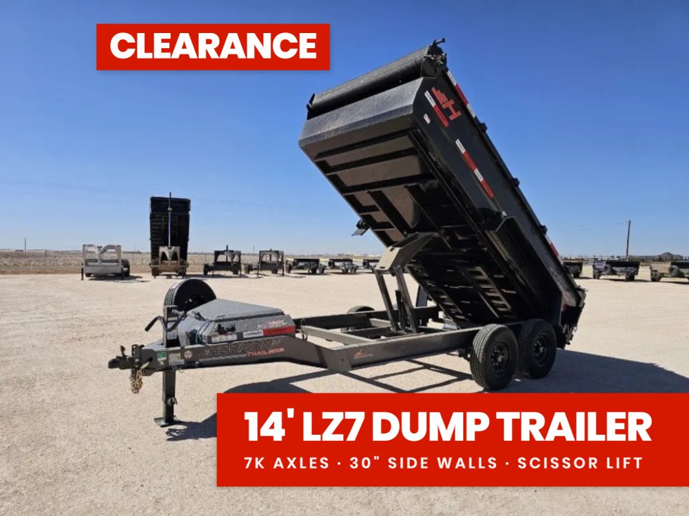 14' Horizon LZ7 Bumper Pull Dump Trailer 30" Side Walls - (2) 7K Axles 15926