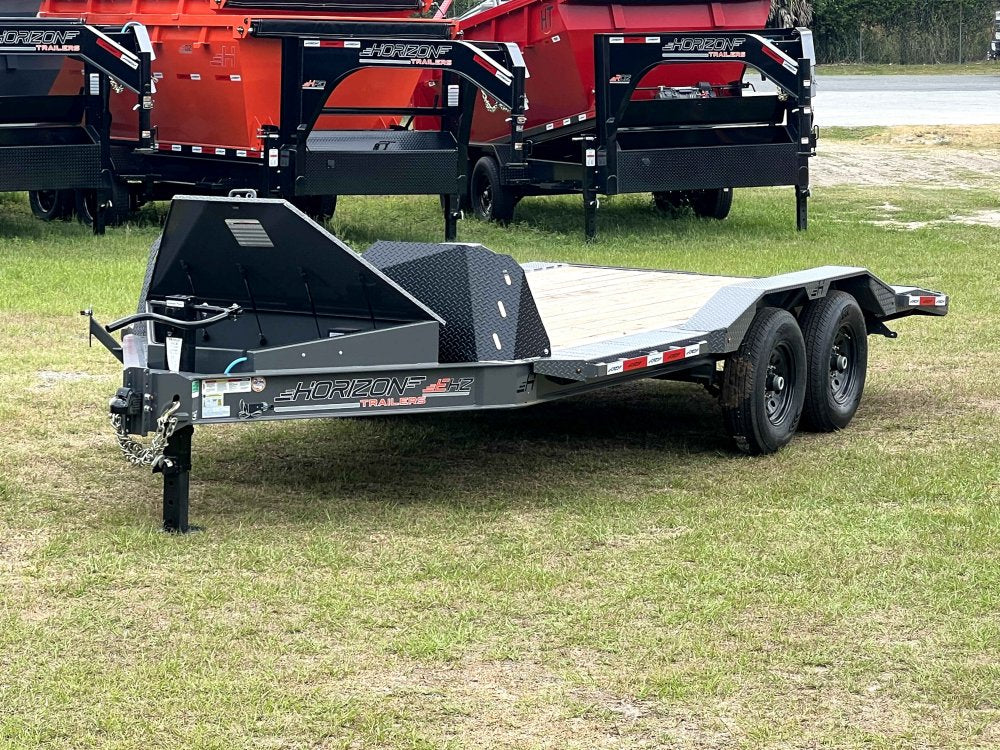 18' EHZ BP Equipment Trailer 2 - 7k Axles Slide in Ramps Drive Over Fenders 2746