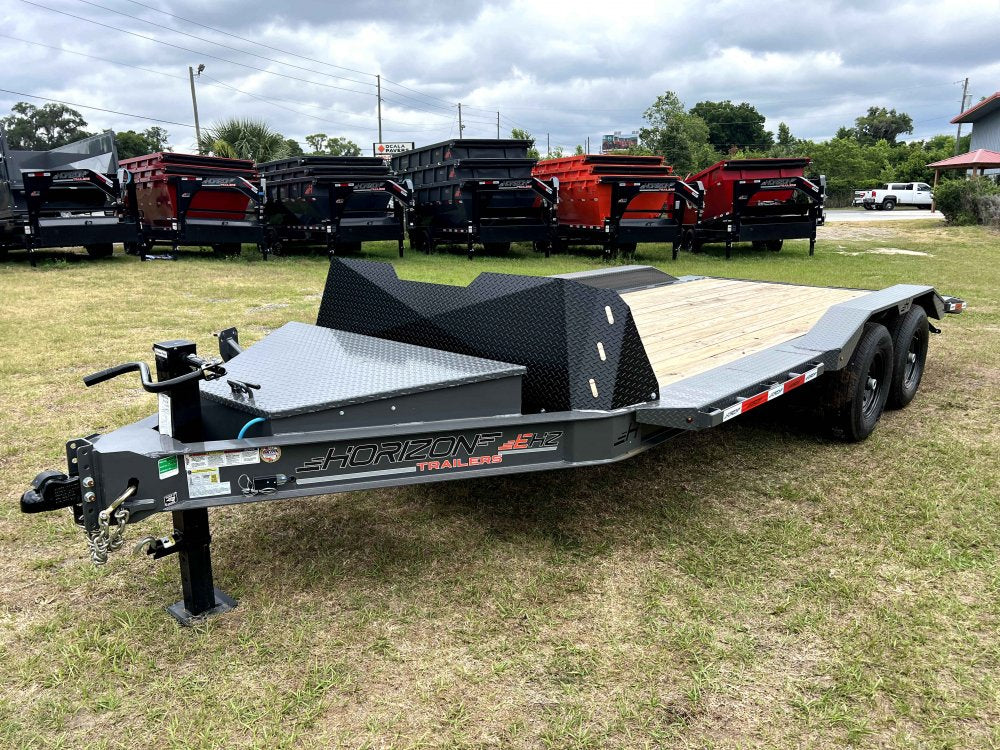 18' EHZ BP Equipment Trailer 2 - 7k Axles Slide in Ramps Drive Over Fenders 2746