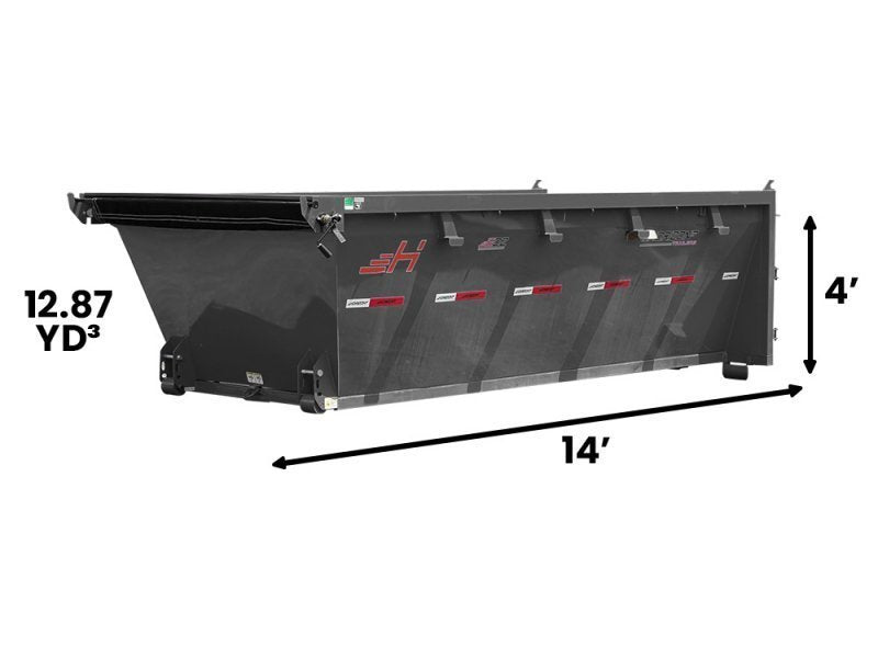 14' EDZ Roll Off Bin 4' Walls - Ash Gray - #EDZ0006966 6966