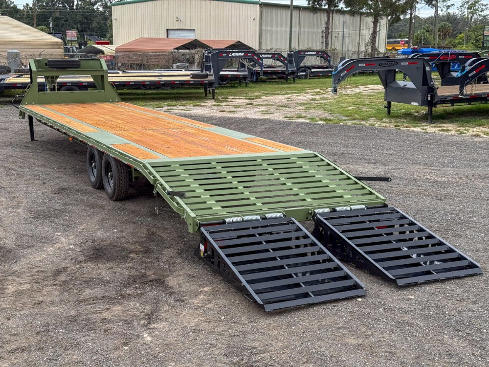 35' DKO Gooseneck Deckover 30' + 5' Mega Ramps (2) 7K Axles 11421