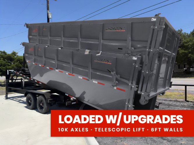 Horizon 20' HRD GN Roll off Bundle (2) 10k Axles + 2 Bins w/ 6' Walls 0096-B