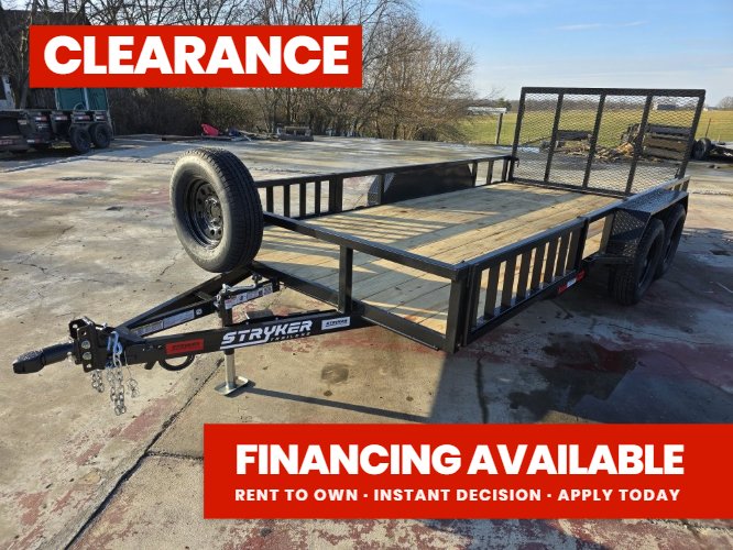 16' Utility Trailer (2) 3.5K Axles, 77" Wide, Side Ramps and 4' Gate 3763
