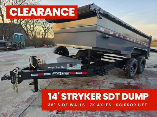 14' Stryker SDT Bumper Pull Dump Trailer 36" Side Walls - (2) 7k Axles 3762