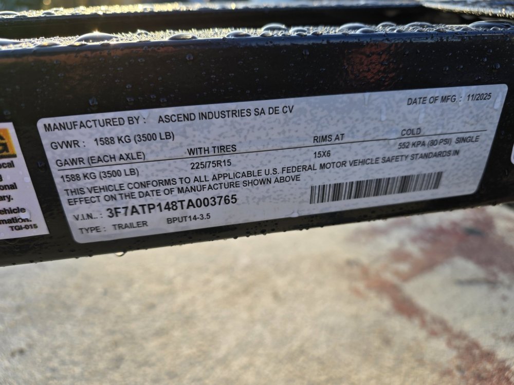 14' Utility Trailer (1) 3.5K Axle, 77" Wide 4' Gate 3765