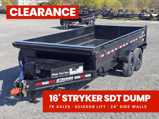 16' Stryker SDT Bumper Pull Dump Trailer 24" Side Walls - (2) 7k Axles 3777