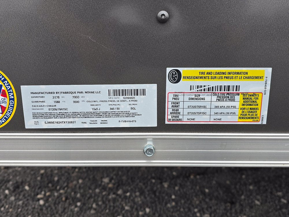 7' x 16' Traverse DLX Flat Top V Nose (2) - 3500 lb Axle 130831