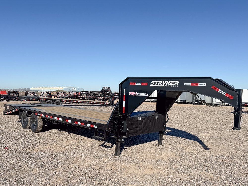 25' Stryker Gooseneck Deckover Trailer Mega Ramps - (2) 7K Axles 3788