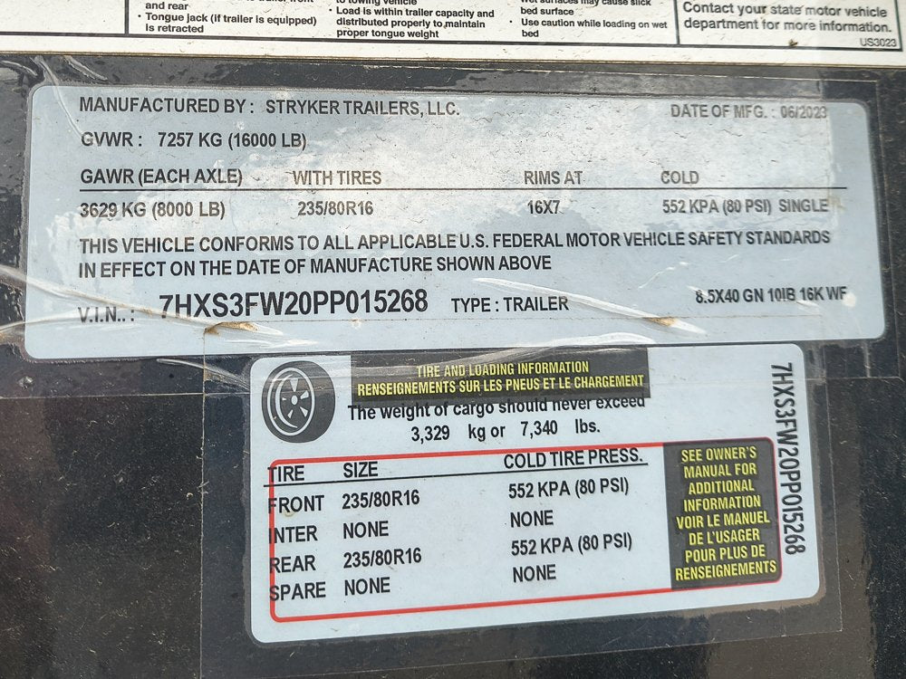20' x 7' Stryker MFG Repo 15268