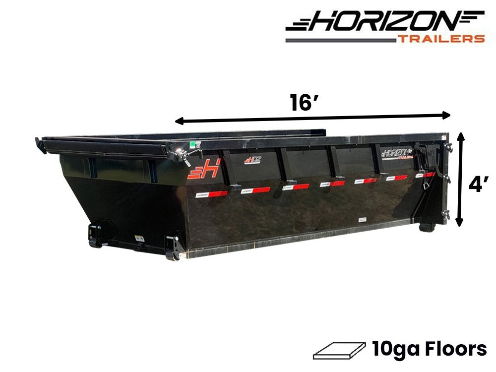 16' Horizon HDZ Roll Off Bin 4' Wall + Tarp 10172