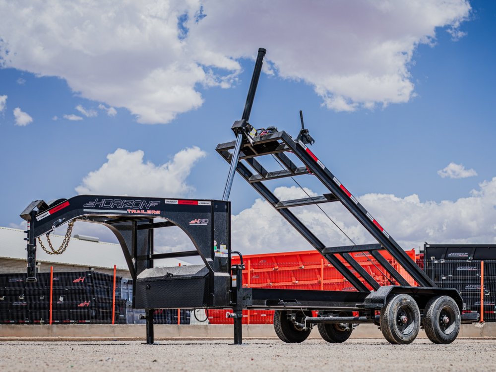 16' Horizon HRD Gooseneck Roll Off Base Trailer Telescopic 12K Lift - (2) 10K Axles 16075