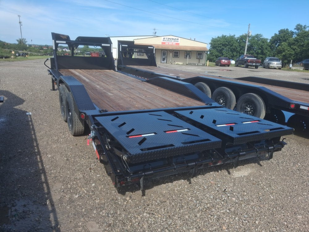 24' Iron Bull ETG Gooseneck Equipment Trailer Mega Ramps Drive Over Fenders - (2) 7,000 lb Axles 914832