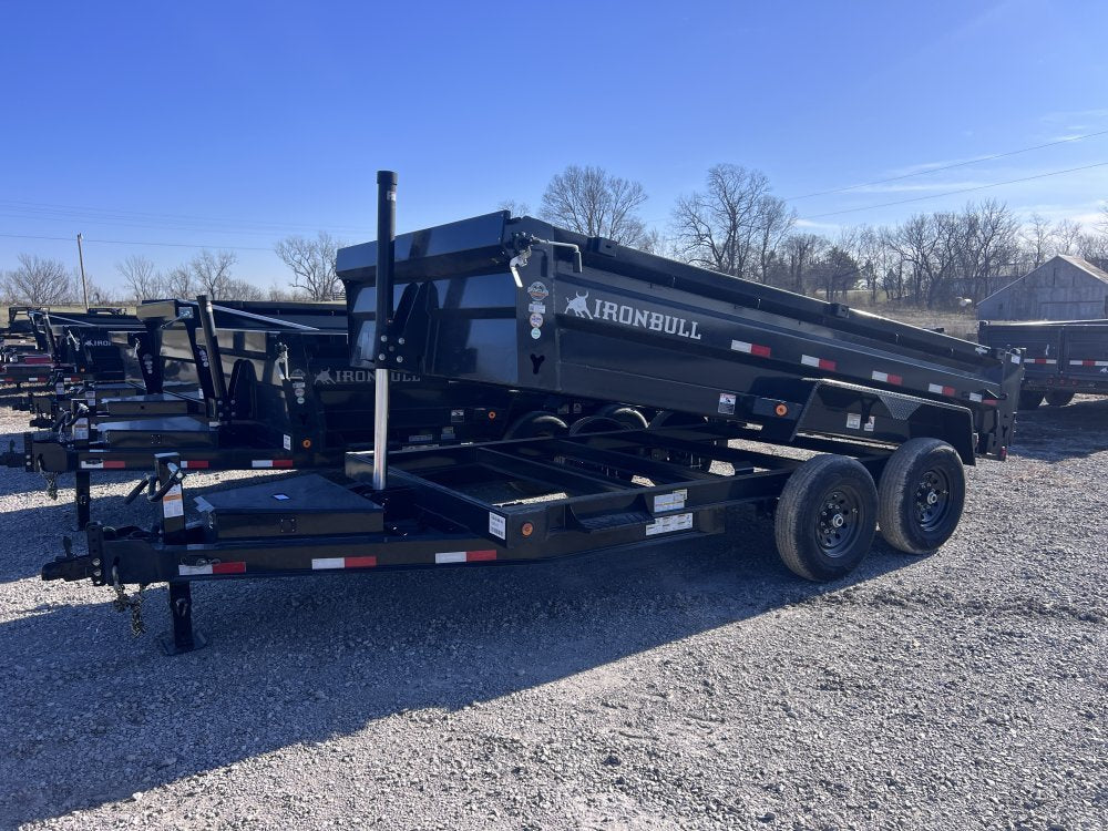 16' x 83" Iron Bull DTB Bumper Pull Dump Trailer 24" Side Walls - (2) 7,000 lb Axles - Telescopic 111975