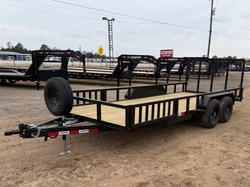 18' Utility Trailer (2) 5.2K Axles, 83" Wide, Side Ramps and 4' Gate 4066