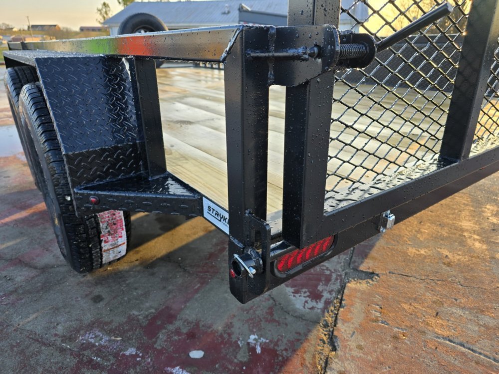 14' Utility Trailer (2) 3.5K Axles, 77" Wide, Side Ramps and 4' Gate 4071