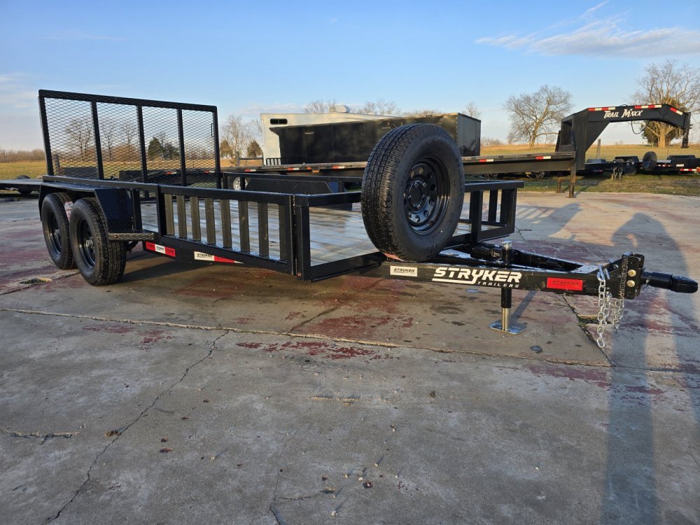 14' Utility Trailer (2) 3.5K Axles, 77" Wide, Side Ramps and 4' Gate 4071