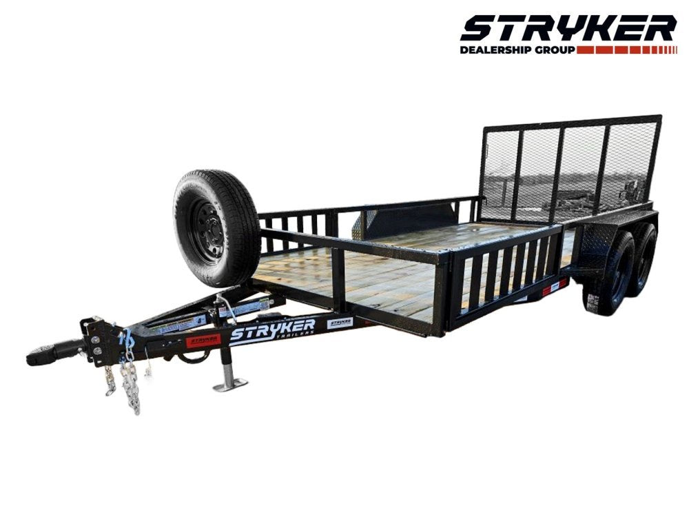 14' Utility Trailer (2) 3.5K Axles, 77" Wide, Side Ramps and 4' Gate 4071