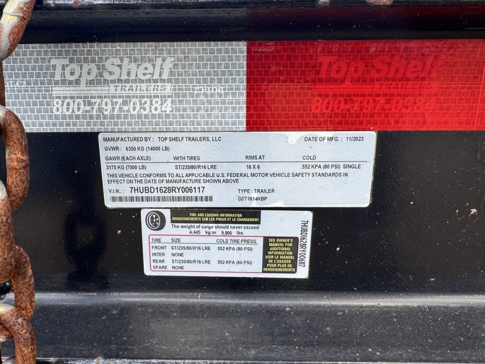 16' x 7' Manufacturer Dump Trailers 6116