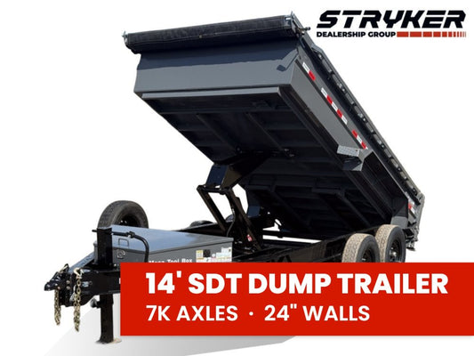 14' Stryker SDT Bumper Pull Dump Trailer 24" Side Walls - (2) 7k Axles 004313
