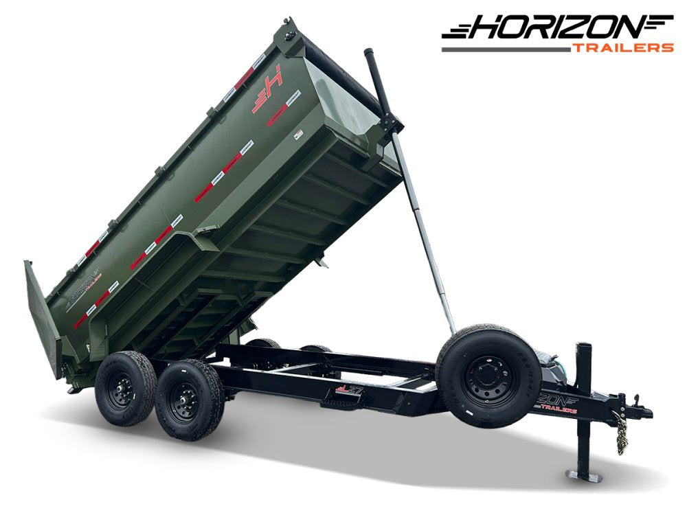 14' Horizon LZ7 Bumper Pull Dump Trailer 42" Side Walls Telescopic Lift Hydraulic Jacks - (2) 7k Axl 14681